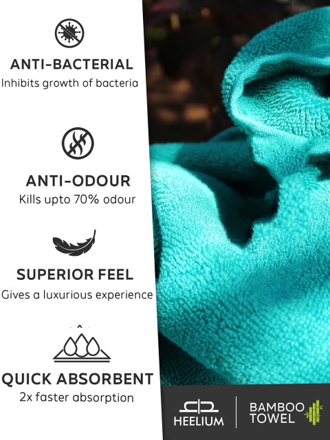 Heelium Teal Unisex Bamboo Soft & Quick Drying 600 GSM Bath Towel - Image 6