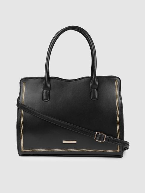 Caprese Black Solid Poppy Handheld Bag