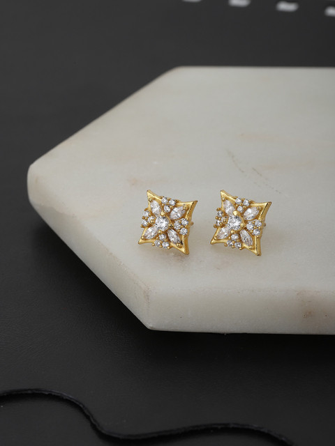 Carlton London Gold-Plated CZ Square Studs