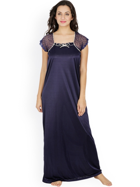 Women's Nightdress (X10_Navy_Navy Blue_Free Size)