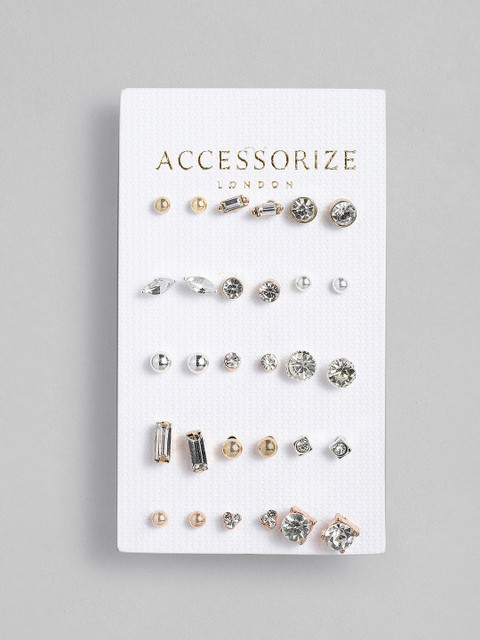 Accessorize London Women Pack of 15 Sparkle Stone Stud Set Earrings