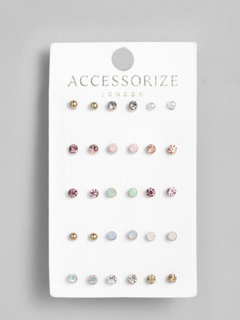 Accessorize Set of 15 Multicoloured Circular Studs