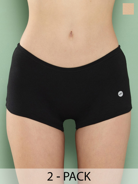 Leading Lady Women Pack of 2 Assorted Boy Shorts Joyi-BLK-SKN-2