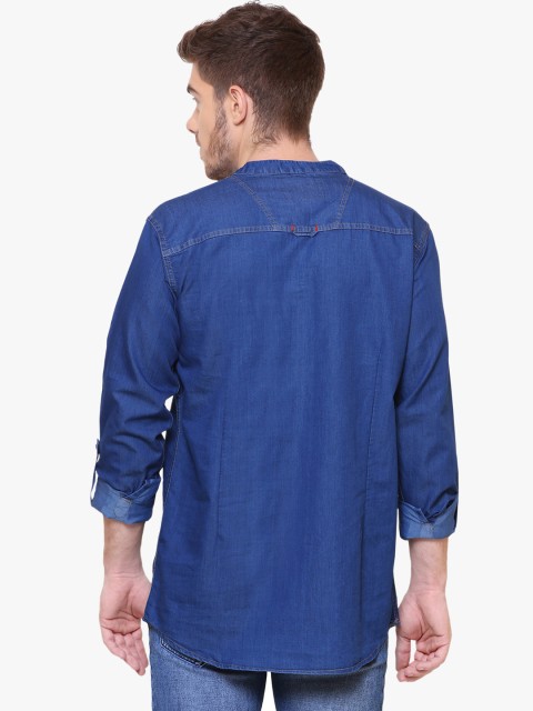 Kuons Avenue Men Blue & deep ultramarine Thread Work Denim Kurta - Image 5