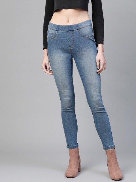 Roadster Women Blue Super Skinny Fit Washed Treggings