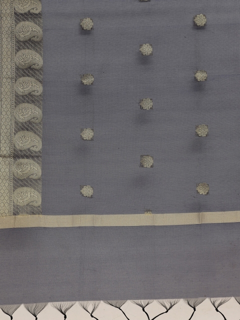WEAVERS VILLA Navy Blue & Golden Woven Design Dupatta - Image 2