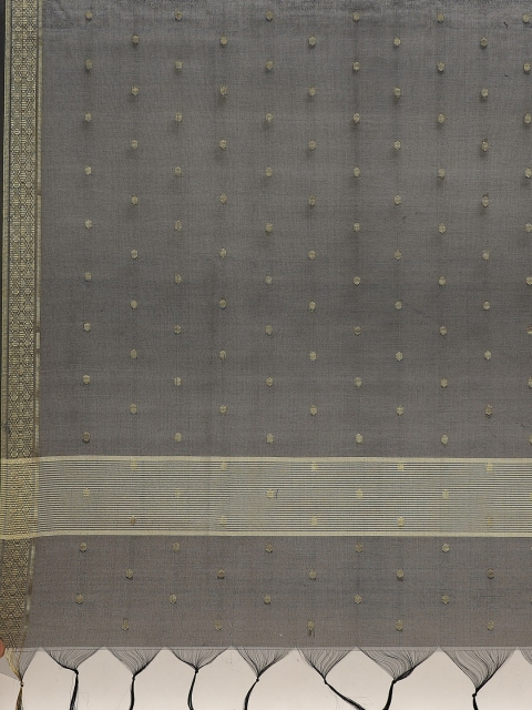 WEAVERS VILLA Black & Golden Woven Design Dupatta - Image 2