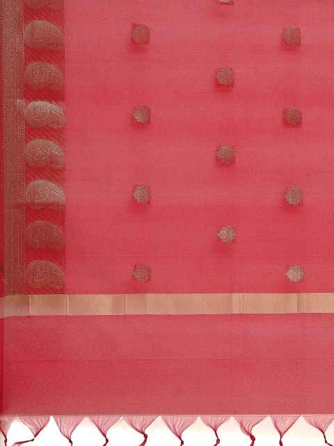 WEAVERS VILLA Red & Golden Woven Design Dupatta - Image 2