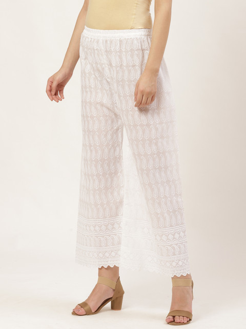 Vastraa Fusion Women Chikankari Embroidered Flared Palazzos - Image 2