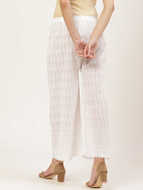 Vastraa Fusion Women Chikankari Embroidered Flared Palazzos - Image 3