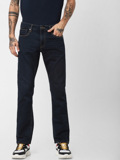 discount Jack & Jones Men Blue Clark Regular Fit Low-Rise Clean Look Stretchable Jeans