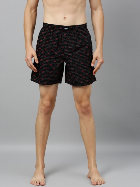 Pepe Jeans Men Black & Red Printed Pure Cotton Boxers 8904311314035