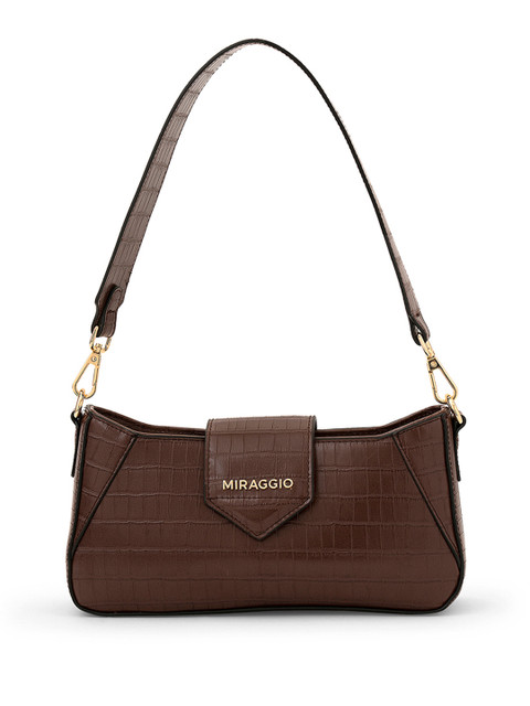 MIRAGGIO Isabella Brown Shoulder Bag with Detachable Sling - Image 2