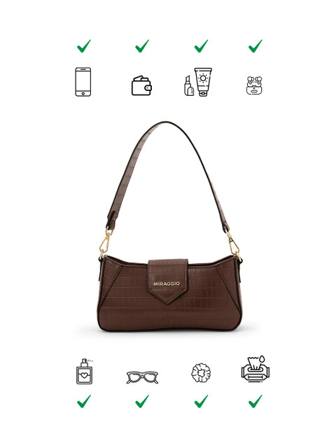 MIRAGGIO Isabella Brown Shoulder Bag with Detachable Sling - Image 6