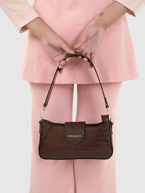 MIRAGGIO Isabella Brown Shoulder Bag with Detachable Sling