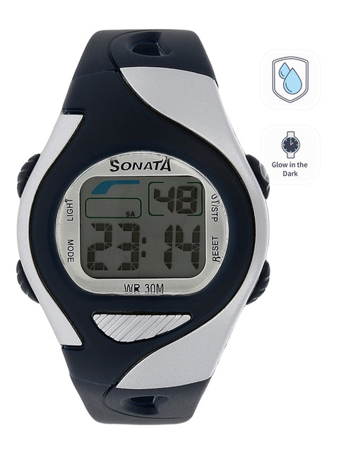 Sonata Unisex Black Digital Watch NL87011PP03A