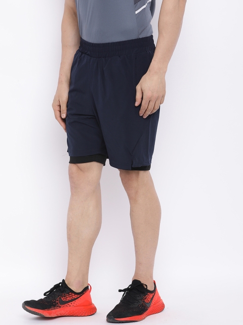 CHKOKKO Men Navy Blue Solid Regular Fit Shorts - Image 3
