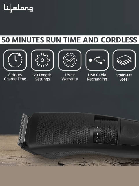 Lifelong Men Beard Trimmer Runtime 50 Min - Cordless Trimmer with Charging Indicator - Image 6