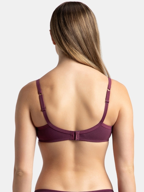 Jockey Wirefree Padded Plus Size Cotton Medium Coverage Tshirt Bra with Lace Styling -1723 - Image 3