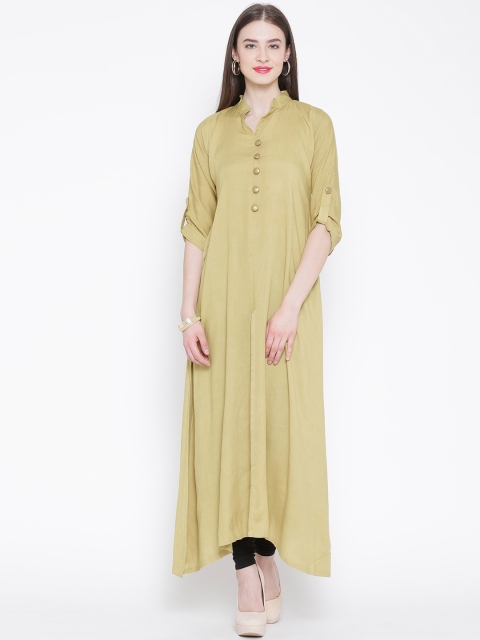 Khaki Front Slit A-Line Kurta