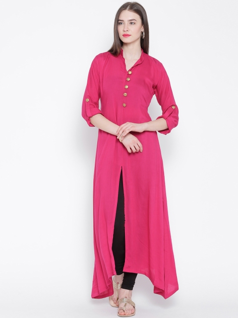 Magenta Front Slit A-Line Kurta