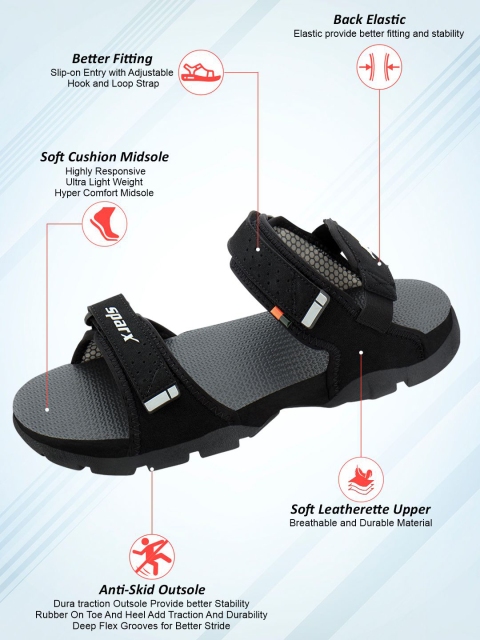 Sparx Men Black & Grey Sports Sandals - Image 7