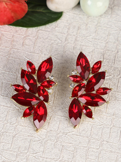 Shining Diva Fashion Red Contemporary Studs