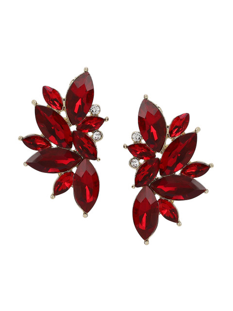 Shining Diva Fashion Red Contemporary Studs - Image 2