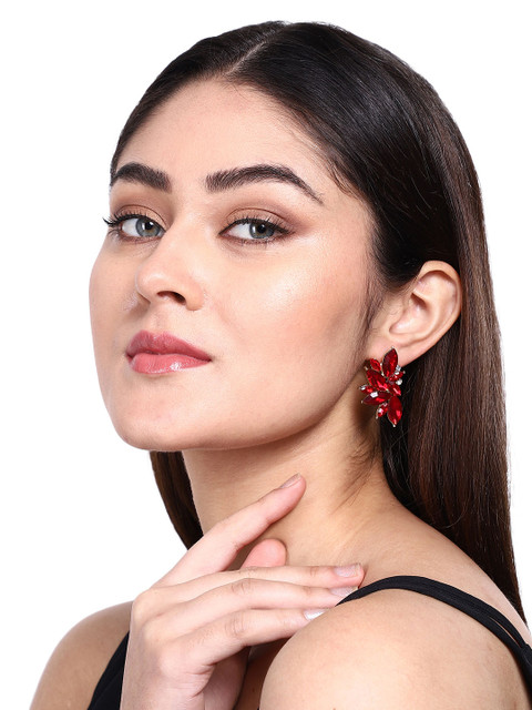 Shining Diva Fashion Red Contemporary Studs - Image 4