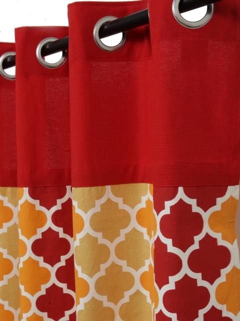 Soumya Orange & Red Single Room Darkening Long Door Curtain - Image 3