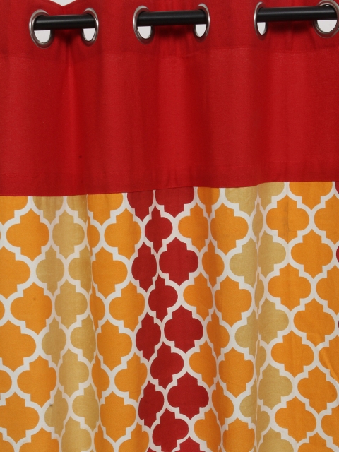 Soumya Orange & Red Single Room Darkening Long Door Curtain - Image 2