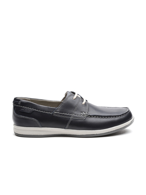Men Navy Leather Casual Shoes Image