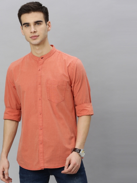 Roadster Men Orange Regular Fit Solid Casual Shirt