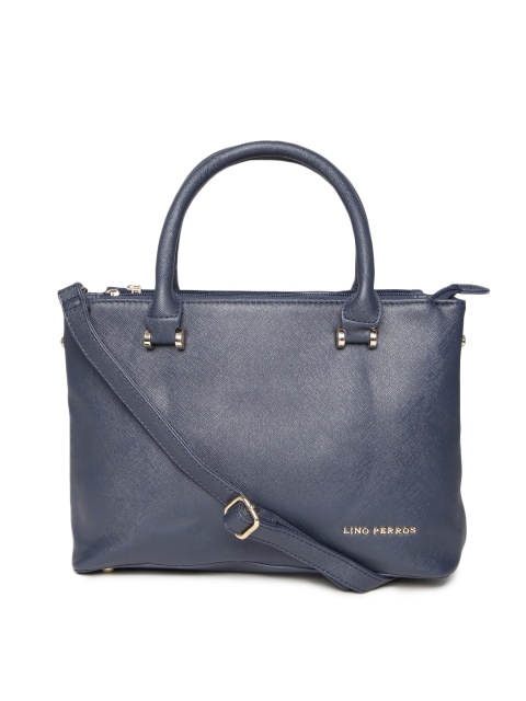 Navy Textured Handbag with Sling Strap