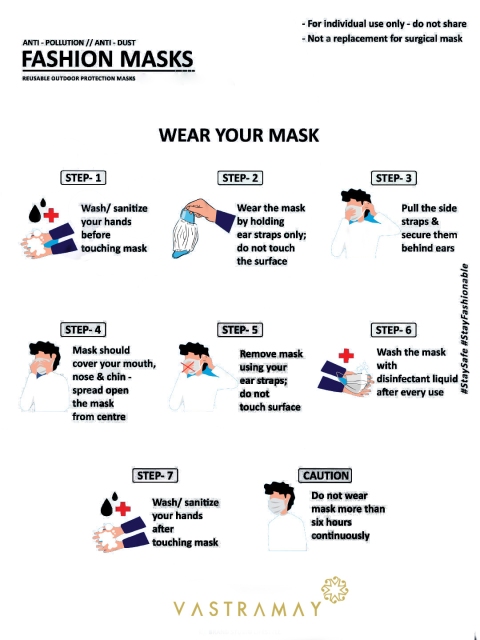 VASTRAMAY Adults Pack of 2 Reusable 3-Layers Quilted Head Band Outdoor Masks - Image 6