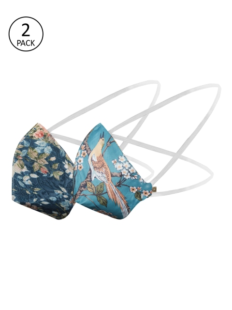 VASTRAMAY Unisex 2 Pcs Printed 3-Ply Anti-Pollution Reusable Outdoor Masks