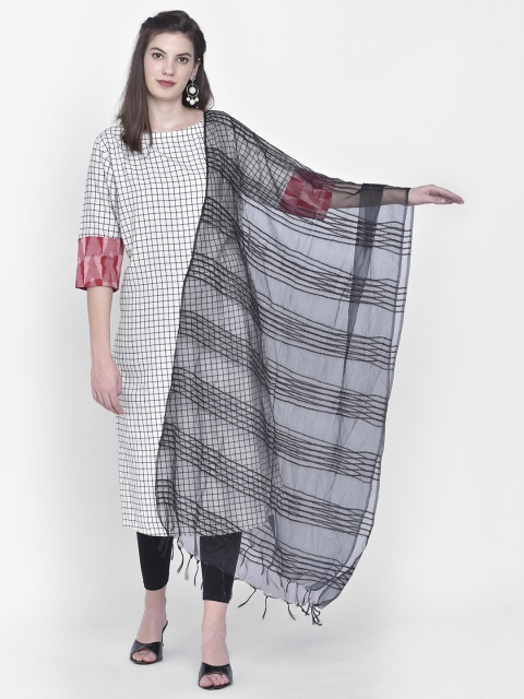 Dupatta Bazaar Black Striped Dupatta
