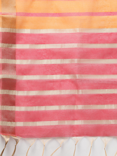 Indo Era Orange & Pink Striped Dupatta - Image 2