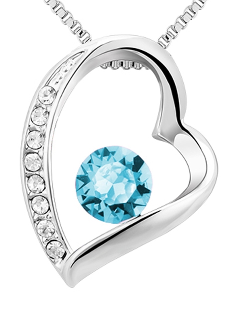 

Peora Silver-Toned Heart-Shaped Swarovski Elements Pendant with Chain