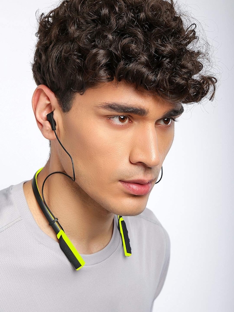 Wings Lime Green Glide Bluetooth Neckband Earphone with Mic