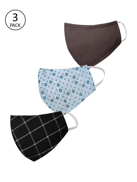 VASTRAMAY Unisex Pack of 3 Pcs Multicoloured Reusable 3-Ply Protective Outdoor Masks