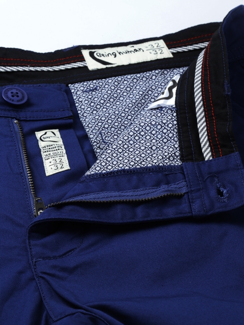 Being Human Clothing Men Navy Blue Regular Fit Solid Chinos - Image 5