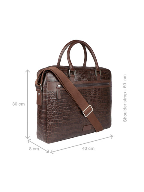 Hidesign Men Brown Textured Leather Laptop Bag - Image 4