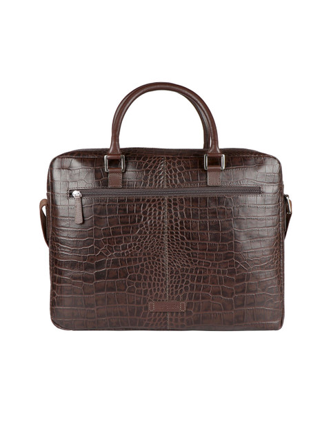 Hidesign Men Brown Textured Leather Laptop Bag - Image 2
