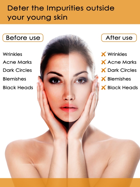 NutriGlow Papaya Fruit Facial Kit 250g+10ml with 5 in 1 Portable Face Massager - Image 3