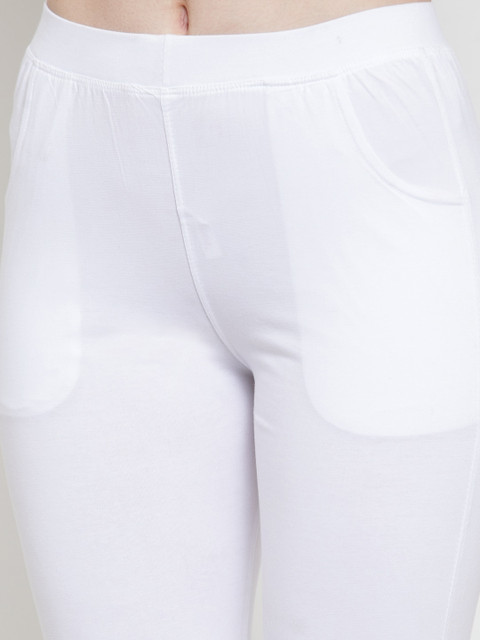 TAG 7 Women Pack of 2 White Solid Ankle-Length Leggings - Image 6