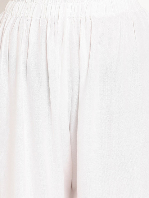 TAG 7 Women White Solid Flared Palazzos - Image 5