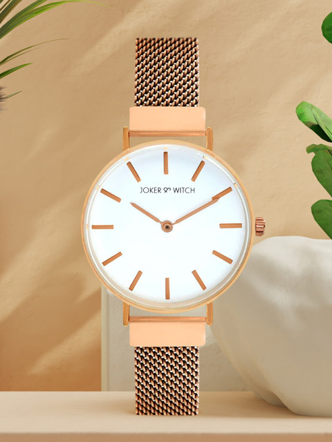 JOKER & WITCH Women White & Gold-Toned Analogue Watch AMWW386