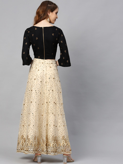 Juniper Beige & Black Ready to Wear Lehenga with Blouse - Image 5
