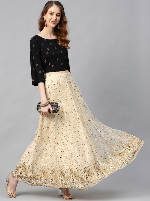 Juniper Beige & Black Ready to Wear Lehenga with Blouse - Image 6